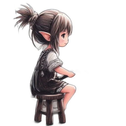 furniture, staff, dress, hair transparent PNG cut-out