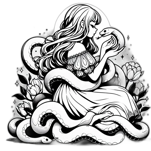 dress, hair, dragon, creature transparent PNG cut-out