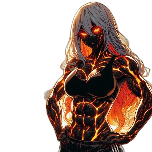comic book art, concept art, fire, woman transparent PNG cut-out