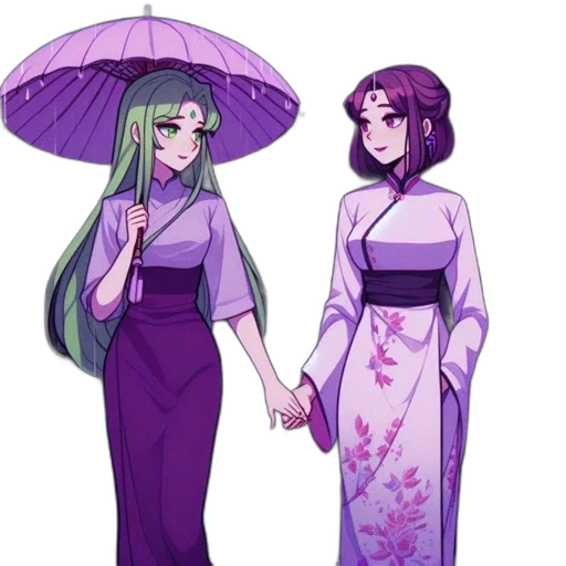 umbrella, dress, vaporwave, concept art transparent PNG cut-out