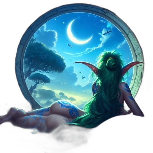 dress, umbrella, creature, fantasy art transparent PNG cut-out