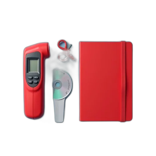 red, digital, thermometer, black transparent PNG cut-out