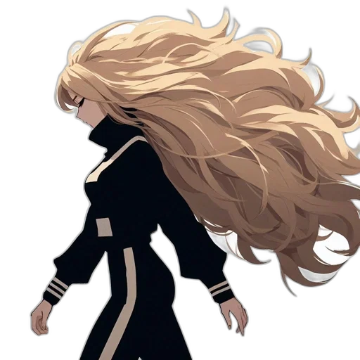 hair, jacket, dress, staff transparent PNG cut-out