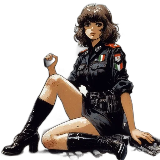 jacket, dress, weapon, staff transparent PNG cut-out