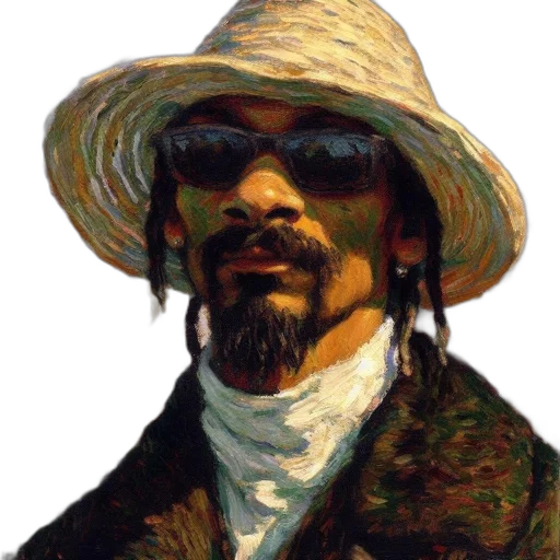 hat, face, jacket, oil painting transparent PNG cut-out