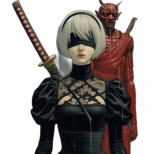 staff, mask, weapon, comic book art transparent PNG cut-out
