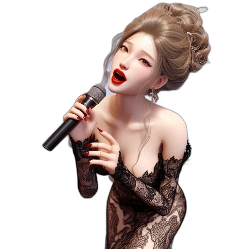 dress, hair, photorealistic, cartoon transparent PNG cut-out