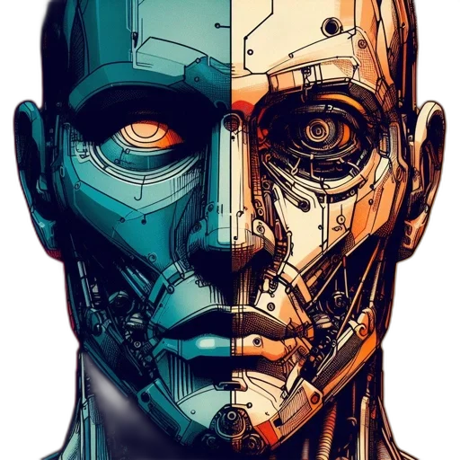 robot, face, mask, cyberpunk transparent PNG cut-out