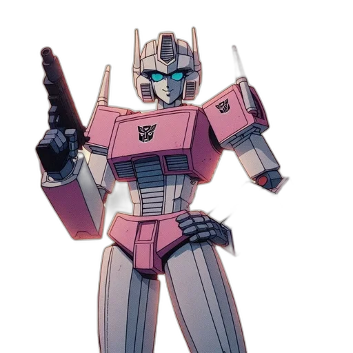 robot, weapon, concept art, vaporwave transparent PNG cut-out