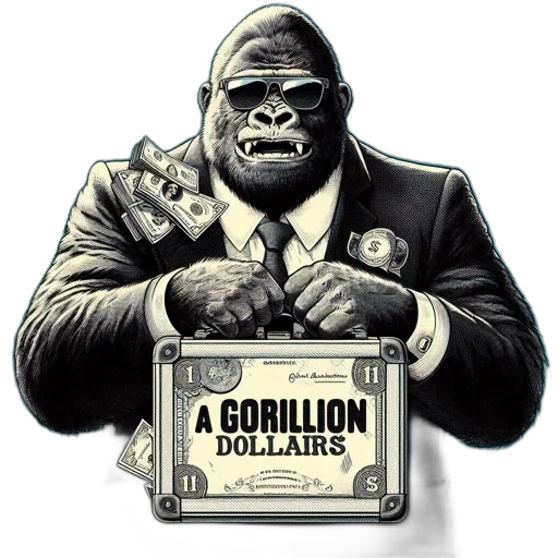 comic book art, concept art, gorilla, suit transparent PNG cut-out