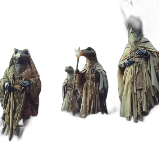 dress, jacket, mask, staff transparent PNG cut-out