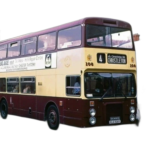photorealistic, 3d render, vintage, double-decker transparent PNG cut-out