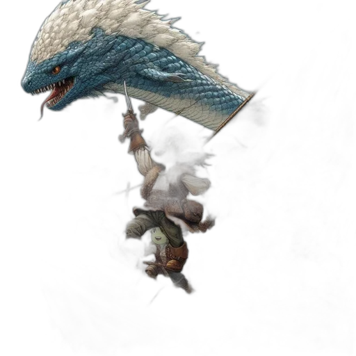 dragon, staff, sword, creature transparent PNG cut-out