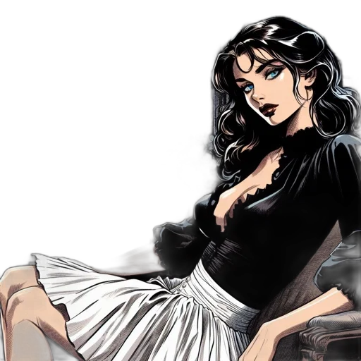 dress, comic book art, cartoon, concept art transparent PNG cut-out