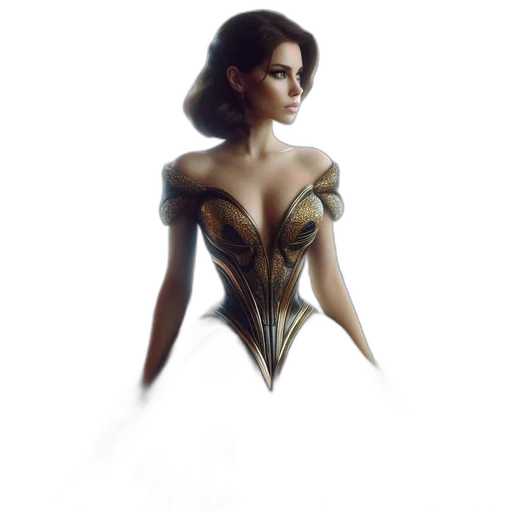 dress, crown, jewelry, fantasy art transparent PNG cut-out