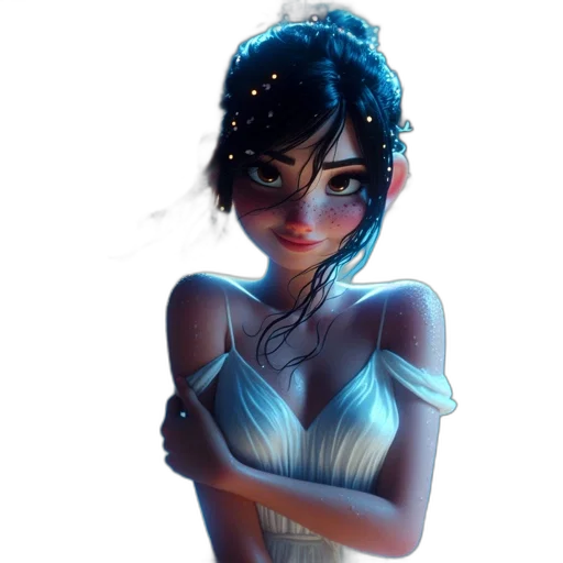 dress, jewelry, crown, staff transparent PNG cut-out