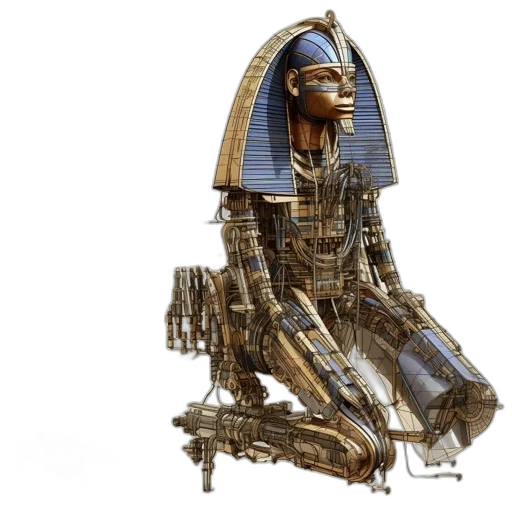 robot, jewelry, concept art, egyptian-inspired transparent PNG cut-out