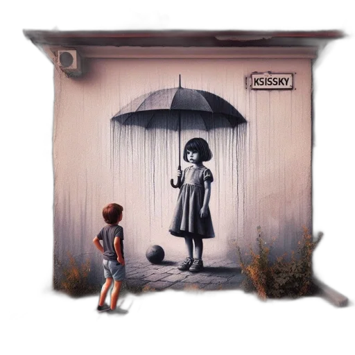 umbrella, photorealistic, concept art, oil painting transparent PNG cut-out