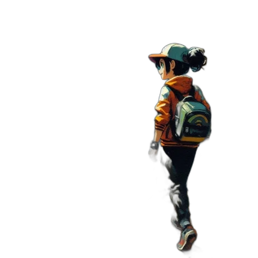 jacket, hat, staff, animal transparent PNG cut-out