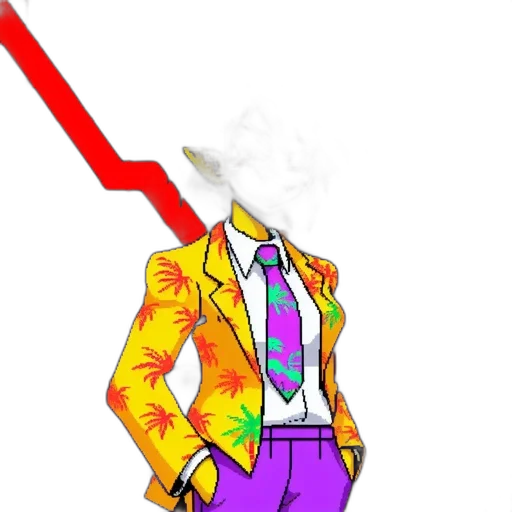 jacket, staff, robot, vaporwave transparent PNG cut-out