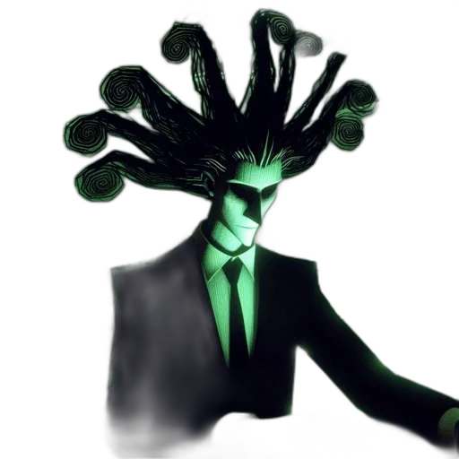 mask, creature, hair, staff transparent PNG cut-out