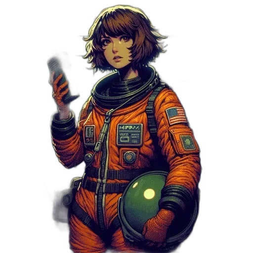 jacket, staff, robot, face transparent PNG cut-out