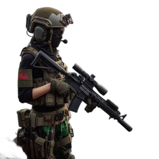 weapon, mask, staff, jacket transparent PNG cut-out