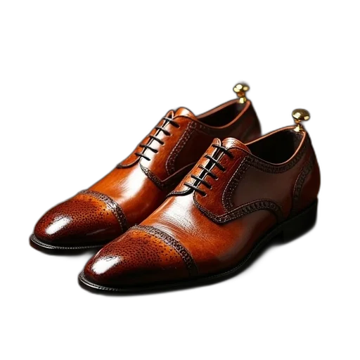 shoes, photorealistic, 3d render, brown transparent PNG cut-out