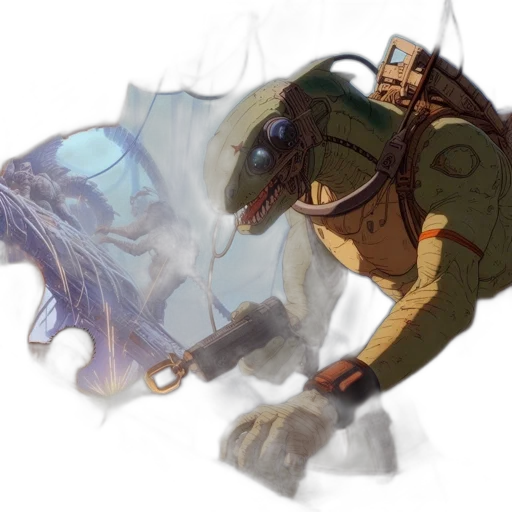 dragon, creature, mask, weapon transparent PNG cut-out