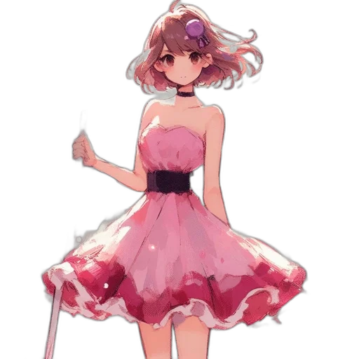 dress, staff, weapon, flower transparent PNG cut-out