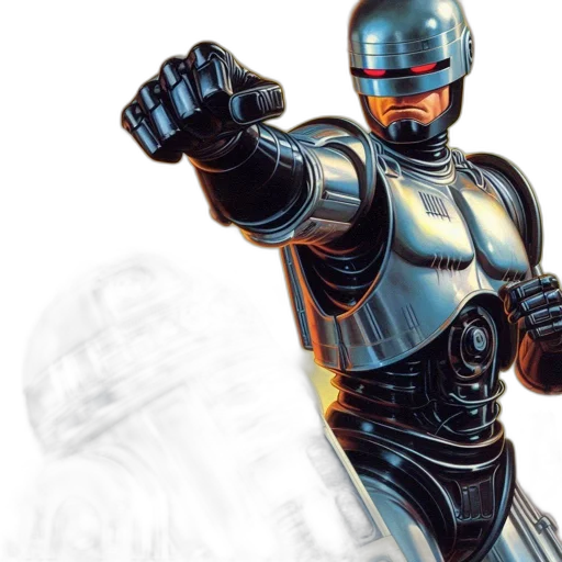 robot, concept art, comic book art, 3d render transparent PNG cut-out
