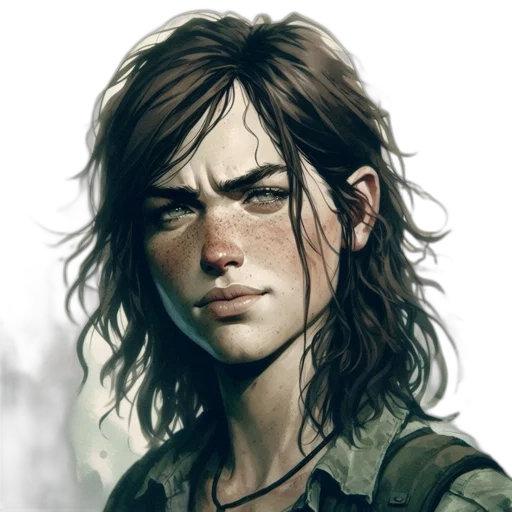 face, jacket, weapon, hair transparent PNG cut-out