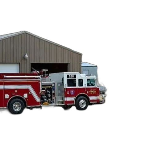 3d render, fire, truck, parked transparent PNG cut-out