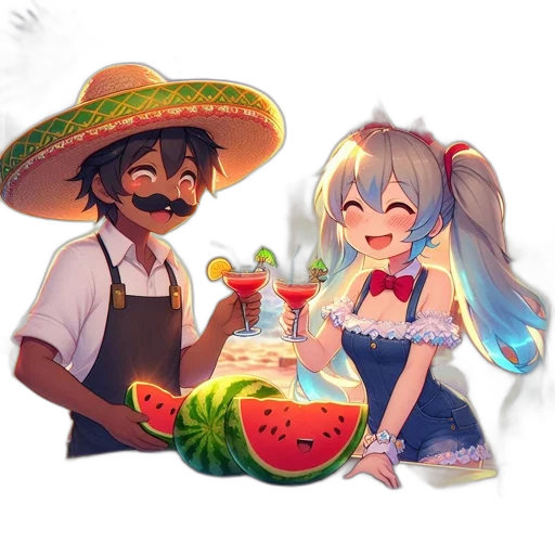 food, hat, watercolor, anime transparent PNG cut-out