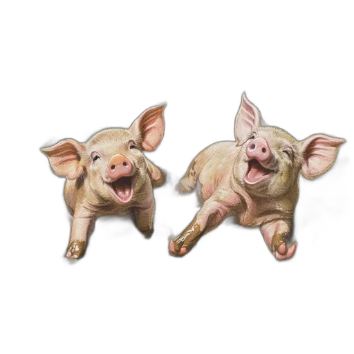 photorealistic, 3d render, two, piglets transparent PNG cut-out