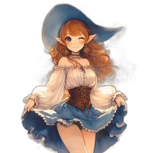 dress, hat, staff, crown transparent PNG cut-out