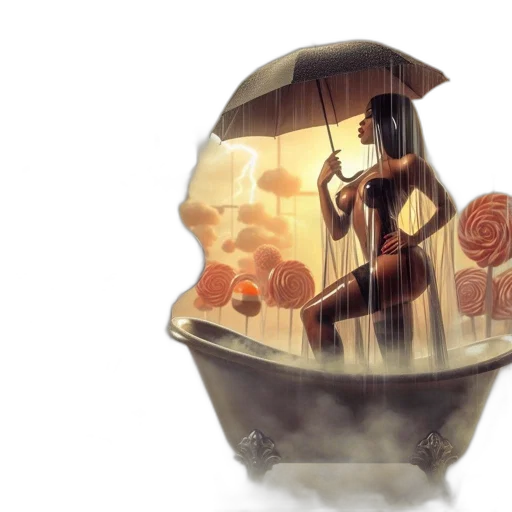 umbrella, concept art, fantasy art, watercolor transparent PNG cut-out