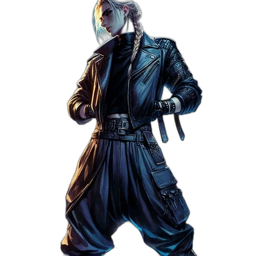 jacket, staff, weapon, cyberpunk transparent PNG cut-out