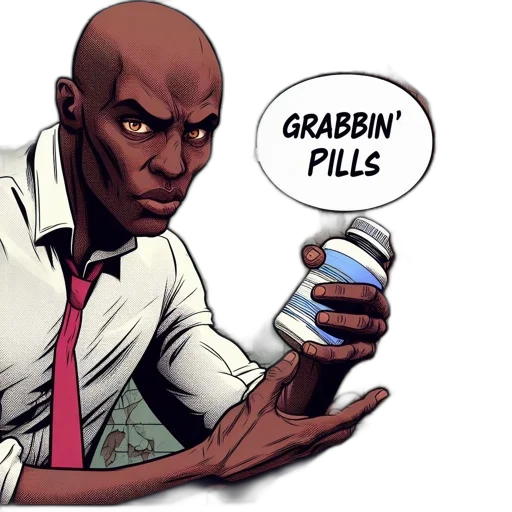 comic book art, sternly, expressive, bald transparent PNG cut-out
