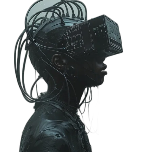 robot, mask, face, cyberpunk transparent PNG cut-out