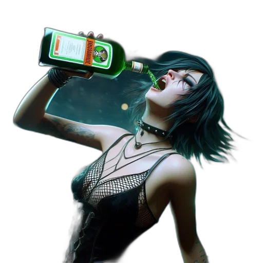 bottle, weapon, dress, cyberpunk transparent PNG cut-out