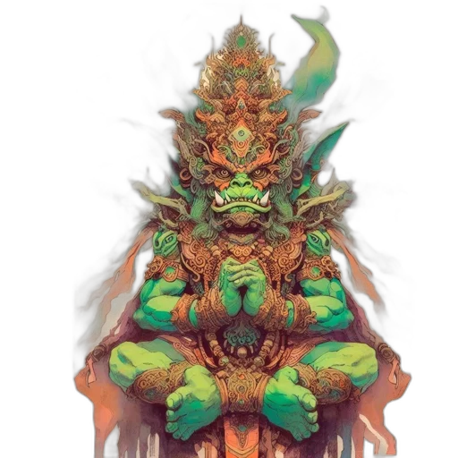 dragon, creature, mask, staff transparent PNG cut-out