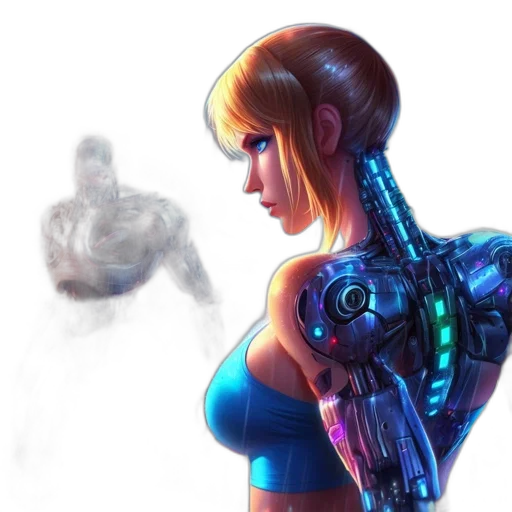 robot, concept art, cyberpunk, comic book art transparent PNG cut-out