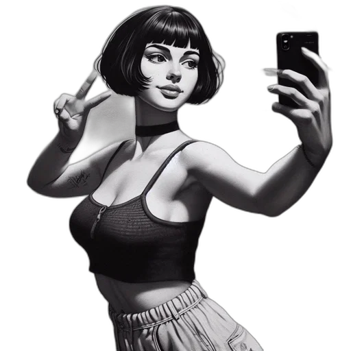 dress, face, weapon, comic book art transparent PNG cut-out