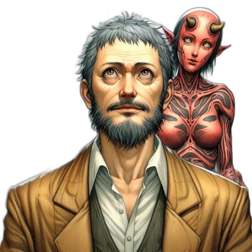 face, comic book art, concept art, fantasy art transparent PNG cut-out