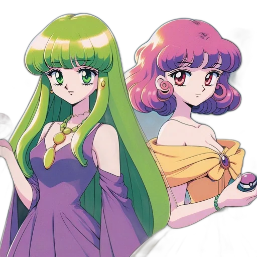 dress, hair, anime, vaporwave transparent PNG cut-out