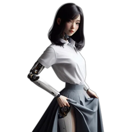 robot, dress, staff, concept art transparent PNG cut-out
