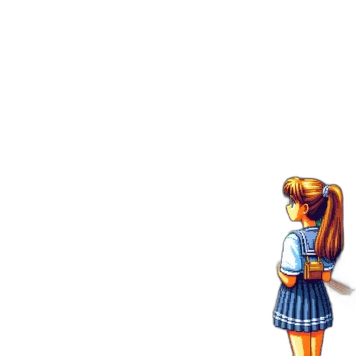 dress, robot, staff, hair transparent PNG cut-out