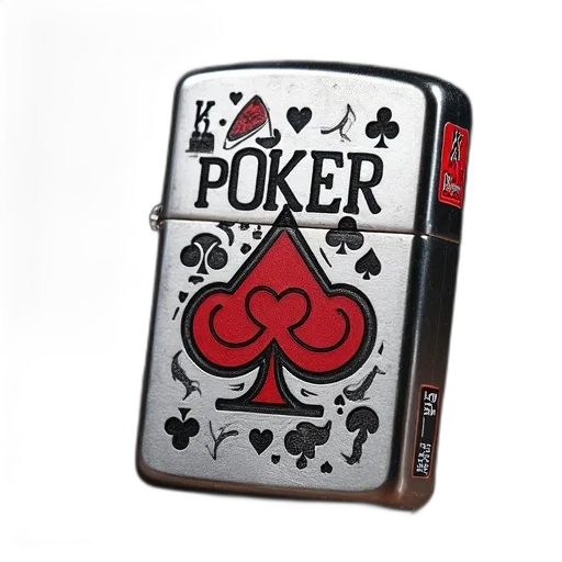 silver, lighter, poker-themed, design transparent PNG cut-out