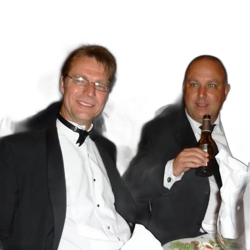 staff, two, men, tuxedos transparent PNG cut-out